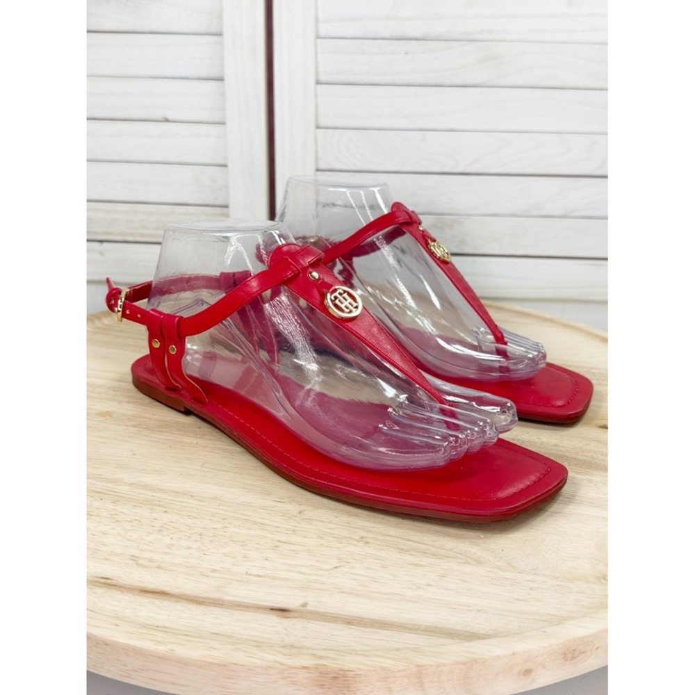 Tommy Hilfiger Jerika‎ Flat Thong Sandals Cherry Tomato Red Women 10